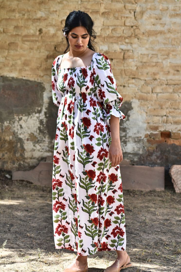 Amaryllis Smocked Off-Shoulder Maxi Dress