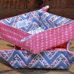 Turquoise blue chevron + Pink white triangle set of 2